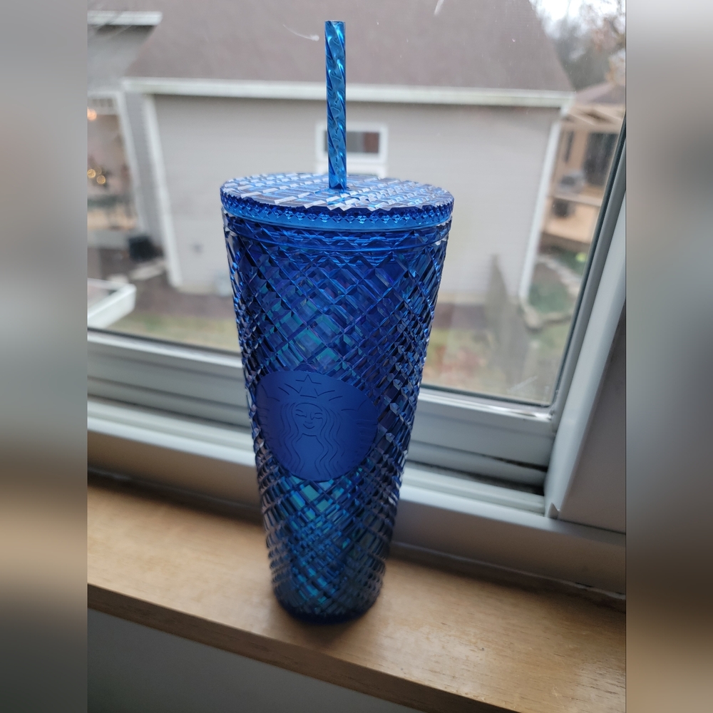 Starbucks 2022 Holiday Venti 24oz Tumbler with Straw (Azure Blue Jeweled)